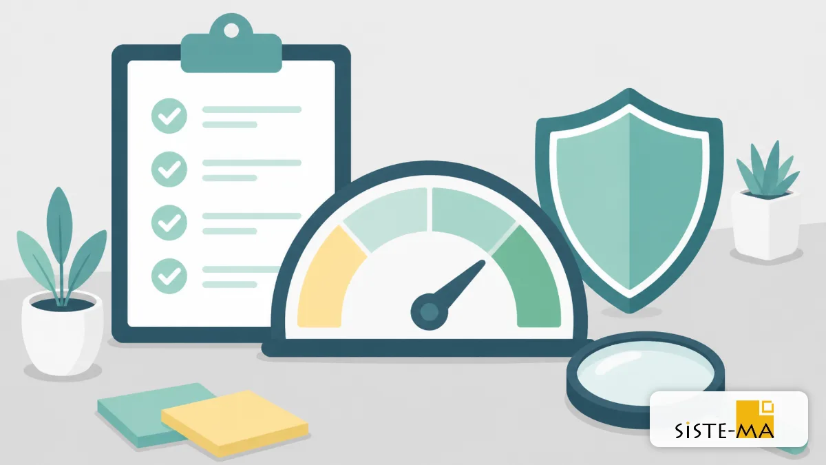 Google SEO 2026 Rehberi, İşletmeler İçin Neler Değişti? 5 Kontrol listesi, hız göstergesi, kalkan ve büyüteç ile anlatılan teknik SEO temelleri